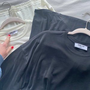 DOUBLE ZERO "Slinky Tees" (Oversized) Black & Ivory--S/M